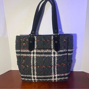 Vera Bradley Luxe Tweed/Plaid Tote Velvet Straps